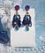 BO Ballerine In Blue en robe floue avec des n&oelig;uds en Satin et en Cristal, strass, roses en r&eacute;sine, perles en verre, perles en cristal de Quartz et clous d'oreilles en laiton