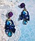 BO Ballerine In Blue en robe floue avec des n&oelig;uds en Satin et en Cristal, strass, roses en r&eacute;sine, perles en verre, perles en cristal de Quartz et clous d'oreilles en laiton