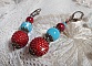 BO Bel&rsquo;Art brod&eacute;es avec des rocailles de couleur Vin sur des perles en bois &agrave; laquelle, perles en porcelaine, perles en verre marbr&eacute;es et dormeuses en Laiton