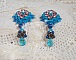 BO Belle Epoque brod&eacute;es avec des navettes Light Turquoise en Cristal de Swarovski &agrave; laquelle s'ajoute, chatons Light Rose, toupies Saphir, intercalaires, perles nacr&eacute;es, briolettes et dormeuses Laiton