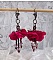 BO Belle H&eacute;l&egrave;ne cr&eacute;&eacute;es avec une fleur en tissu fuchsia, facettes Antique en verre, rocailles et dormeuses fleur de lys en laiton                    