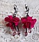 BO Belle H&eacute;l&egrave;ne cr&eacute;&eacute;es avec une fleur en tissu fuchsia, facettes Antique en verre, rocailles et dormeuses fleur de lys en laiton                    