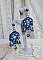 BO Blue Palace brod&eacute;es avec des cabochons facett&eacute;es en verre, des coupelles en forme de fleurs filigran&eacute;es, perles rondes facett&eacute;es Bleu-Marine AB et rocailles. Mont&eacute;es sur des clous en Argent 925
