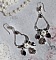 BO Bohochic argent&eacute;es et Noir cr&eacute;es avec des cabochons poire en cristal, breloque &eacute;poxy, poires en verre sur des crochets d'oreilles en argent 925
