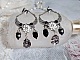 BO Bohochic argent&eacute;es et Noir cr&eacute;es avec des cabochons poire en cristal, breloque &eacute;poxy, poires en verre sur des crochets d'oreilles en argent 925