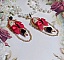 BO Bonheur mont&eacute;es avec cabochons poires, n&oelig;ud satin, cha&icirc;ne strass, gouttes et cristal Swarovski