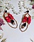 BO Bonheur mont&eacute;es avec cabochons poires, n&oelig;ud satin, cha&icirc;ne strass, gouttes et cristal Swarovski