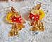 BO bouton d&rsquo;or brod&eacute;es sur fil coton jaune, fleurs, feuilles, rocailles, cristaux, crochets gold filled, quel charme !