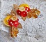 BO bouton d&rsquo;or brod&eacute;es sur fil coton jaune, fleurs, feuilles, rocailles, cristaux, crochets gold filled, quel charme !