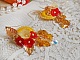 BO bouton d&rsquo;or brod&eacute;es sur fil coton jaune, fleurs, feuilles, rocailles, cristaux, crochets gold filled, quel charme !