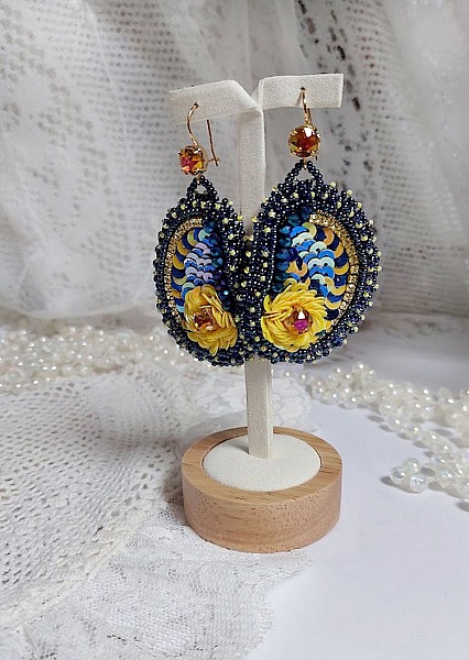 BO Cara Royal Soleil brod&eacute;es avec perles verres, sequins, rocailles et perles Cristal Swarovski
