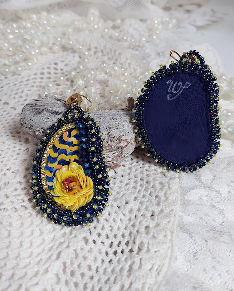 BO Cara Royal Soleil brod&eacute;es avec perles verres, sequins, rocailles et perles Cristal Swarovski