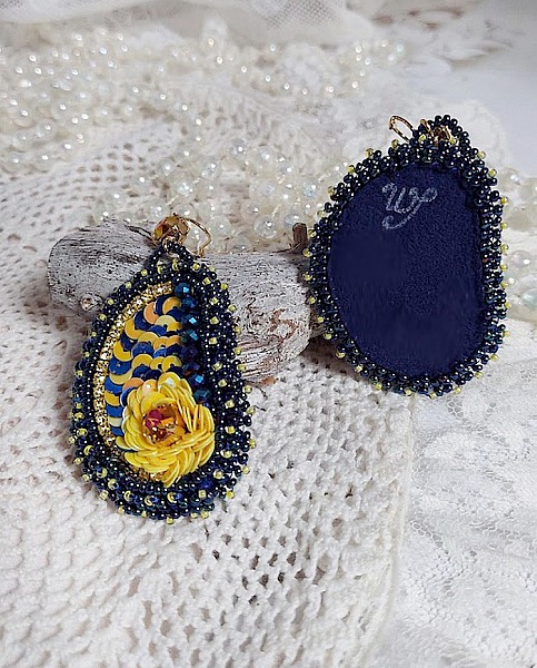 BO Cara Royal Soleil brod&eacute;es avec perles verres, sequins, rocailles et perles Cristal Swarovski