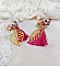 Boucles d'oreilles clips carrées avec oiseaux, pompons et feuilles dorées.