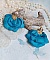 BO Charming Blue cr&eacute;&eacute;es avec p&eacute;tales de rose tissu, embouts demi-lunes et perles cristal Swarovski