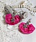 BO Charming Fuchsia cr&eacute;&eacute;es avec perles Swarovski, p&eacute;tales de roses en tissu et dormeuses laitons
