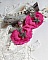 BO Charming Fuchsia cr&eacute;&eacute;es avec perles Swarovski, p&eacute;tales de roses en tissu et dormeuses laitons