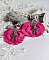 BO Charming Fuchsia cr&eacute;&eacute;es avec perles Swarovski, p&eacute;tales de roses en tissu et dormeuses laitons