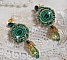 BO Charnelle brod&eacute;es avec des perles rondes et cabochons de Swarovski, des gouttes facett&eacute;es et des rocailles