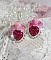 BO C&oelig;ur Ardent mont&eacute;es avec des dormeuses argent&eacute;es &agrave; laquelle s&rsquo;ajoute des c&oelig;urs paillet&eacute;s en r&eacute;sine Fuchsia. Ils sont orn&eacute;s d&rsquo;un bouquet de fleurs en verre &agrave; la couleur Rose pour un style romantique