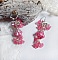 Boucles d'oreilles romantiques avec fleurs roses et perles cristal.