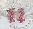 Boucles d'oreilles romantiques avec fleurs roses et perles Swarovski.
