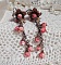 BO Corail Roses Sauvages  cr&eacute;&eacute;es avec boutons de Roses en verre, cristaux, fleurs lucites peintes &agrave; la main, coupelles et dormeuses en laiton