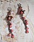 BO Corail Roses Sauvages  cr&eacute;&eacute;es avec boutons de Roses en verre, cristaux, fleurs lucites peintes &agrave; la main, coupelles et dormeuses en laiton
