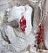 Boucles d'oreilles artisanales en perles rocailles rouges et cristal.