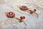 BO Nous Deux brod&eacute;es avec cabochons et perles en cristal Swarovski, crochets d'oreilles en or Gold Filled 14 carats
