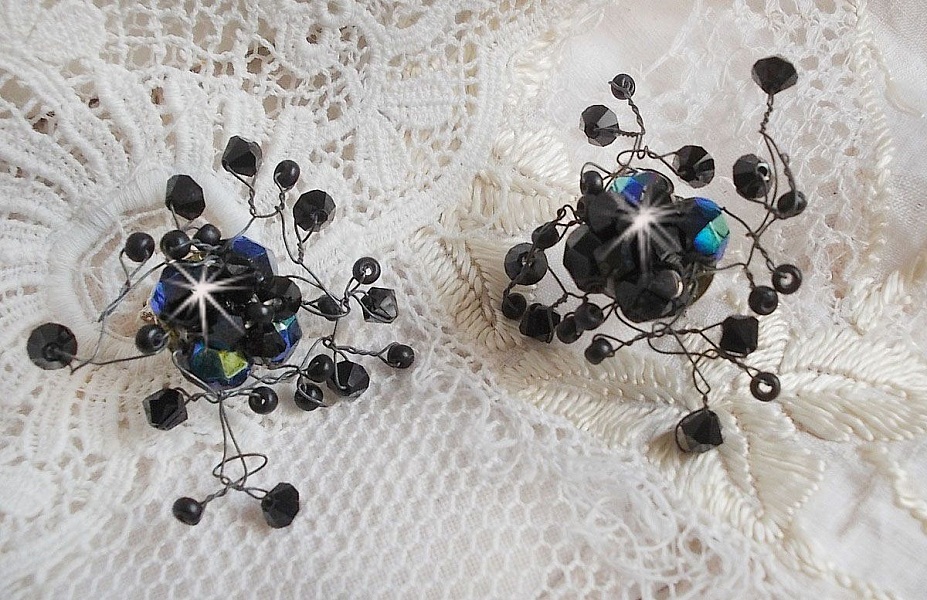 BO Douce Nuit avec des toupies en cristal de Swarovski et des facettes en verre