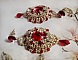 BO Drigon Red brod&eacute;es avec des cabochons Rouge, Cristal et Argent&eacute;, repr&eacute;sentant une femme Dragon &agrave; laquelle s&rsquo;ajoute des strass, rocailles, facettes et clous d&rsquo;oreilles Argent 925. Esprit Asiatique !
