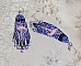 Boucles d'oreilles artisanales en perles motif flamant rose bleu.