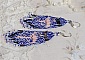 Boucles d'oreilles artisanales en perles motif flamants roses et bleus.