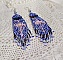 Boucles d'oreilles artisanales en perles motif flamants roses et bleus.