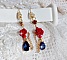 BO Flamenca mont&eacute;es avec cabochons en Cristal, roses en R&eacute;sine, perles rondes en Jade, une cha&icirc;ne avec des poires en oxyde de Zirconium