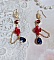 BO Flamenca mont&eacute;es avec cabochons en Cristal, roses en R&eacute;sine, perles rondes en Jade, une cha&icirc;ne avec des poires en oxyde de Zirconium
