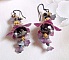 BO Funky Black avec des perles facett&eacute;es verre de boh&egrave;me en forme de potiron, fleurs clochettes Purple, fleurs lucites peintes &agrave; la main, coupelles et cristaux. Mont&eacute;s sur des crochets en laiton Noir.