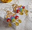 BO Garden Flowers mont&eacute;es avec des gouttes, perles rondes nacr&eacute;es en Cristal, fleurs lucites, perles en Verre sur crochets diamant&eacute;es en Gold Filled 14 carats