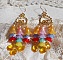 BO Garden Flowers mont&eacute;es avec des gouttes, perles rondes nacr&eacute;es en Cristal, fleurs lucites, perles en Verre sur crochets diamant&eacute;es en Gold Filled 14 carats