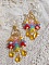 BO Garden Flowers mont&eacute;es avec des gouttes, perles rondes nacr&eacute;es en Cristal, fleurs lucites, perles en Verre sur crochets diamant&eacute;es en Gold Filled 14 carats