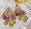 BO Garden Flowers mont&eacute;es avec des gouttes, perles rondes nacr&eacute;es en Cristal, fleurs lucites, perles en Verre sur crochets diamant&eacute;es en Gold Filled 14 carats