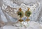 BO Garden Party brod&eacute;es avec des cabochons vintage vert, des cristaux de Swarovski, des perles nacr&eacute;es et des rocailles Miyuki