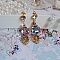 BO Glamour Scintillant mont&eacute;es avec cabochons et perles en Cristal, perles cubes octogonaux cristal &eacute;lectrolytique et clous d'oreilles en laiton dor&eacute;