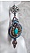 BO Ilycia Charming brod&eacute;es avec deux cabochons facett&eacute;s Turquoise, cristaux comme : fleurs, cha&icirc;ne strass, cabochons aux couleurs Bleues et Cristal &agrave; laquelle s'ajoute des rocailles et des dormeuses