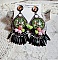 BO La Jocondine mont&eacute;es avec estampes, cabochons verre, dagues, perles r&eacute;sine et perles cristal Swarovski