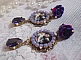 BO La Lavendi&egrave;re cr&eacute;&eacute;es avec des cabochons loupe, des cristaux PureCrystal, des cabochons en r&eacute;sine, des accessoires en plaqu&eacute; Or et en Laiton de couleur Bronze