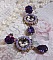 BO La Lavendi&egrave;re cr&eacute;&eacute;es avec des cabochons loupe, des cristaux PureCrystal, des cabochons en r&eacute;sine, des accessoires en plaqu&eacute; Or et en Laiton de couleur Bronze
