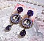 BO La Lavendi&egrave;re cr&eacute;&eacute;es avec des cabochons loupe, des cristaux PureCrystal, des cabochons en r&eacute;sine, des accessoires en plaqu&eacute; Or et en Laiton de couleur Bronze