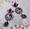 BO La Lavendi&egrave;re cr&eacute;&eacute;es avec des cabochons loupe, des cristaux PureCrystal, des cabochons en r&eacute;sine, des accessoires en plaqu&eacute; Or et en Laiton de couleur Bronze